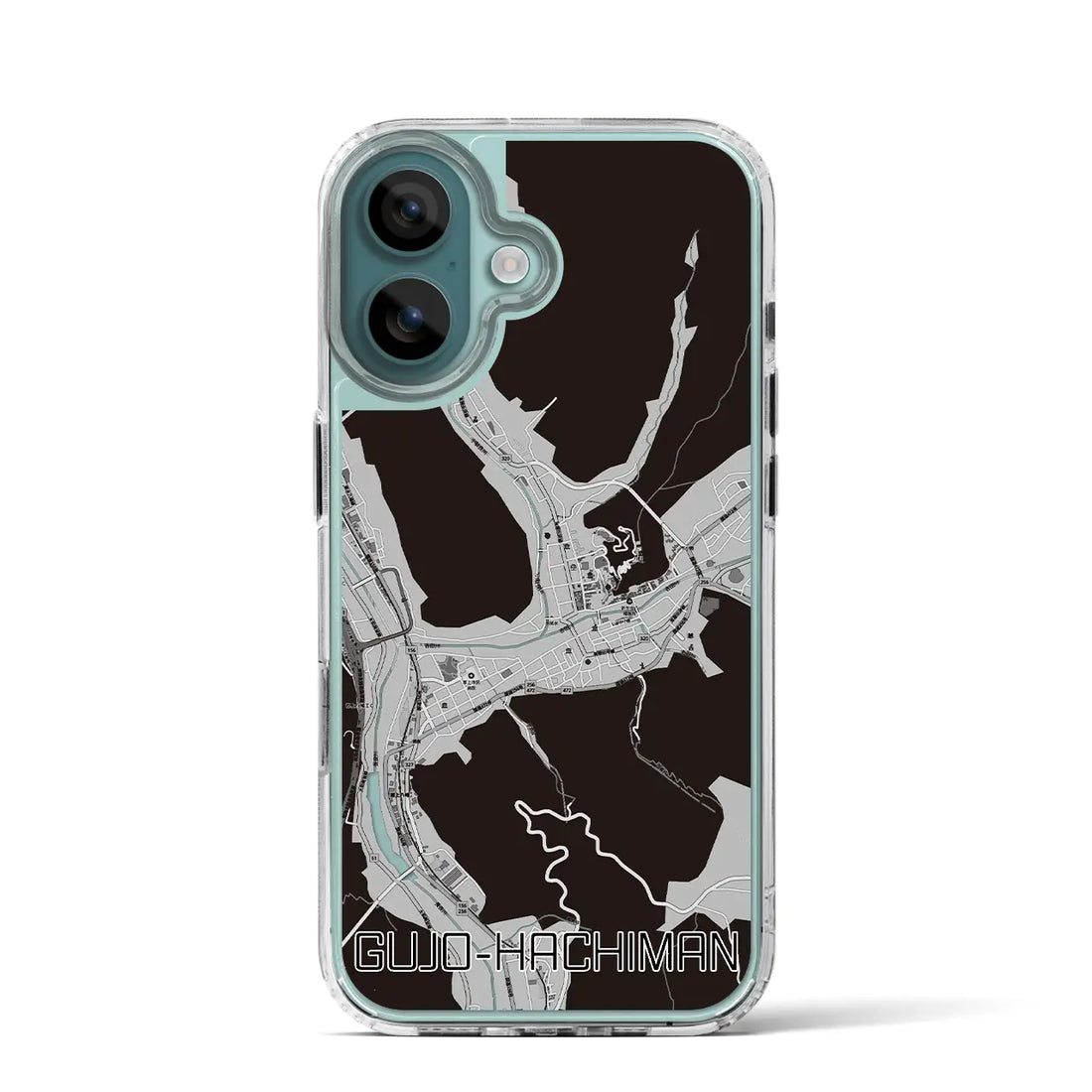 【郡上八幡（岐阜県）】地図柄iPhoneケース（MagSafeタイプ）モノトーン・iPhone 16 Pro 用