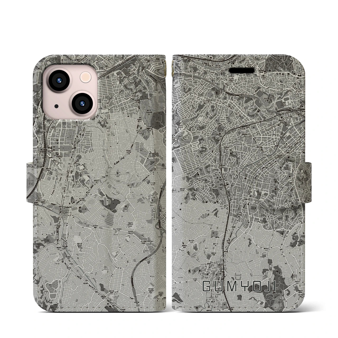 【弘明寺（神奈川県）】地図柄iPhoneケース（手帳タイプ）