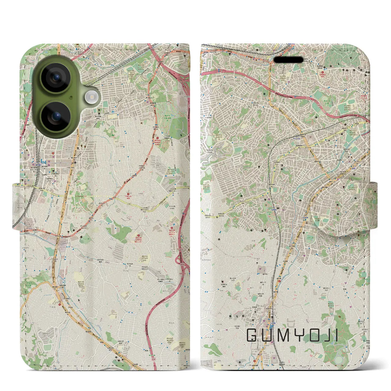 【弘明寺（神奈川県）】地図柄iPhoneケース（手帳タイプ）