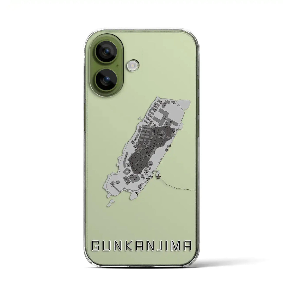 【軍艦島（長崎県）】地図柄iPhoneケース（クリアタイプ）モノトーン・iPhone 17 Pro Max 用