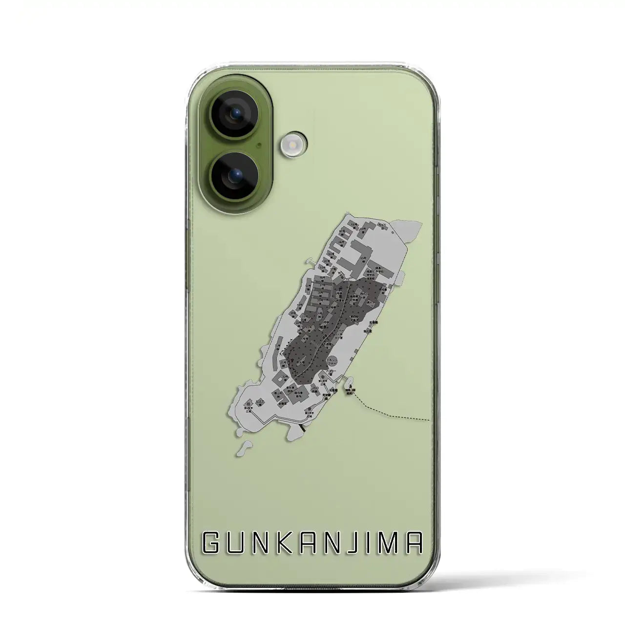 【軍艦島（長崎県）】地図柄iPhoneケース（クリアタイプ）モノトーン・iPhone 17 Pro Max 用