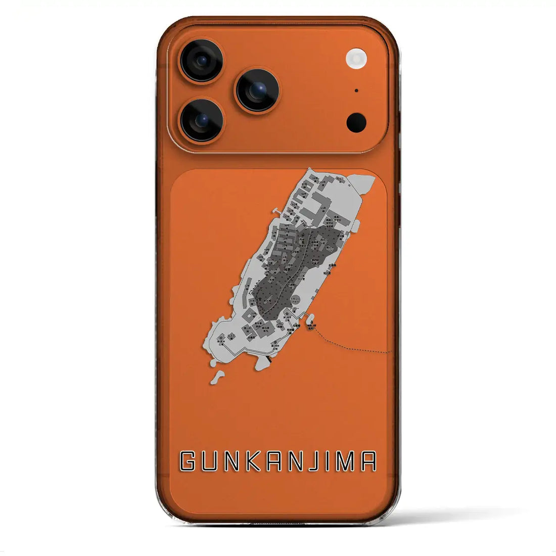 【軍艦島(長崎県)】地図柄iPhoneケース(クリアタイプ)