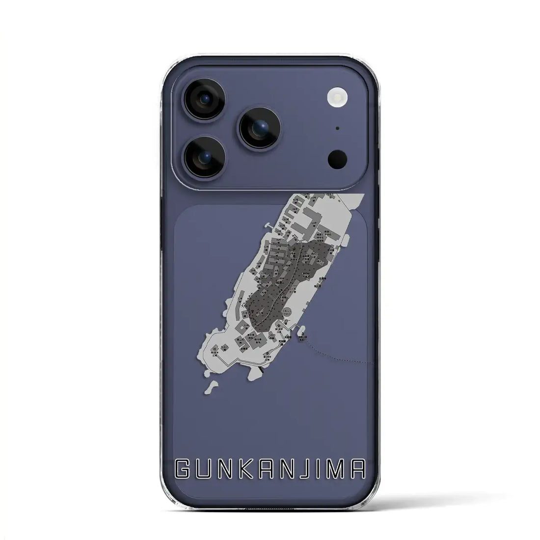 【軍艦島（長崎県）】地図柄iPhoneケース（クリアタイプ）モノトーン・iPhone 17 Pro Max 用