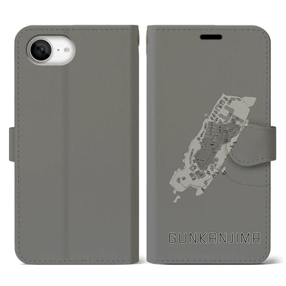 【軍艦島（長崎県）】地図柄iPhoneケース（手帳タイプ）