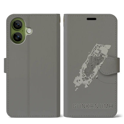 【軍艦島（長崎県）】地図柄iPhoneケース（手帳タイプ）