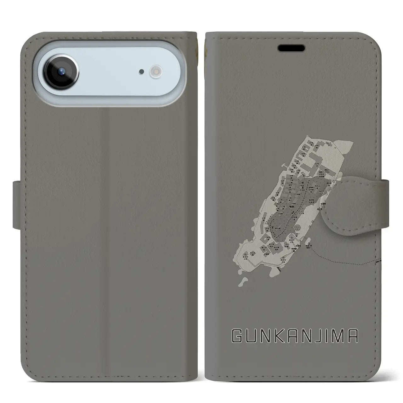 【軍艦島（長崎県）】地図柄iPhoneケース（手帳タイプ）