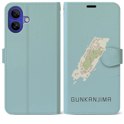 【軍艦島（長崎県）】地図柄iPhoneケース（手帳タイプ）ナチュラル・iPhone 16 Pro Max 用