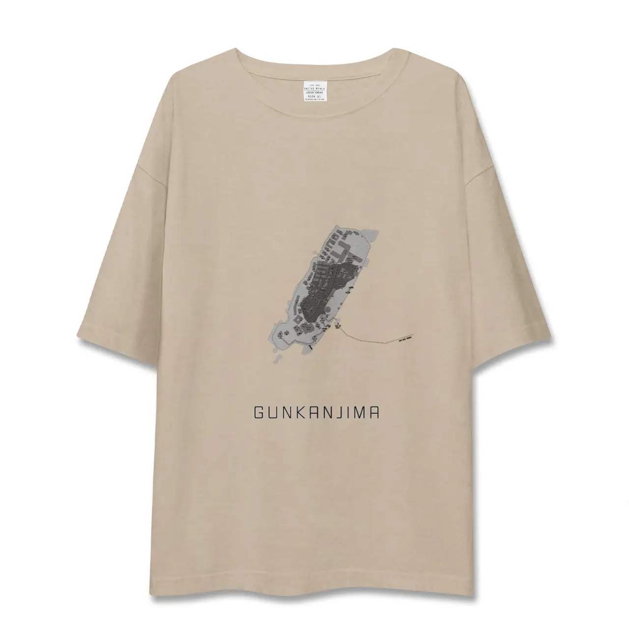 【軍艦島（長崎県）】地図柄ビッグシルエットTシャツ