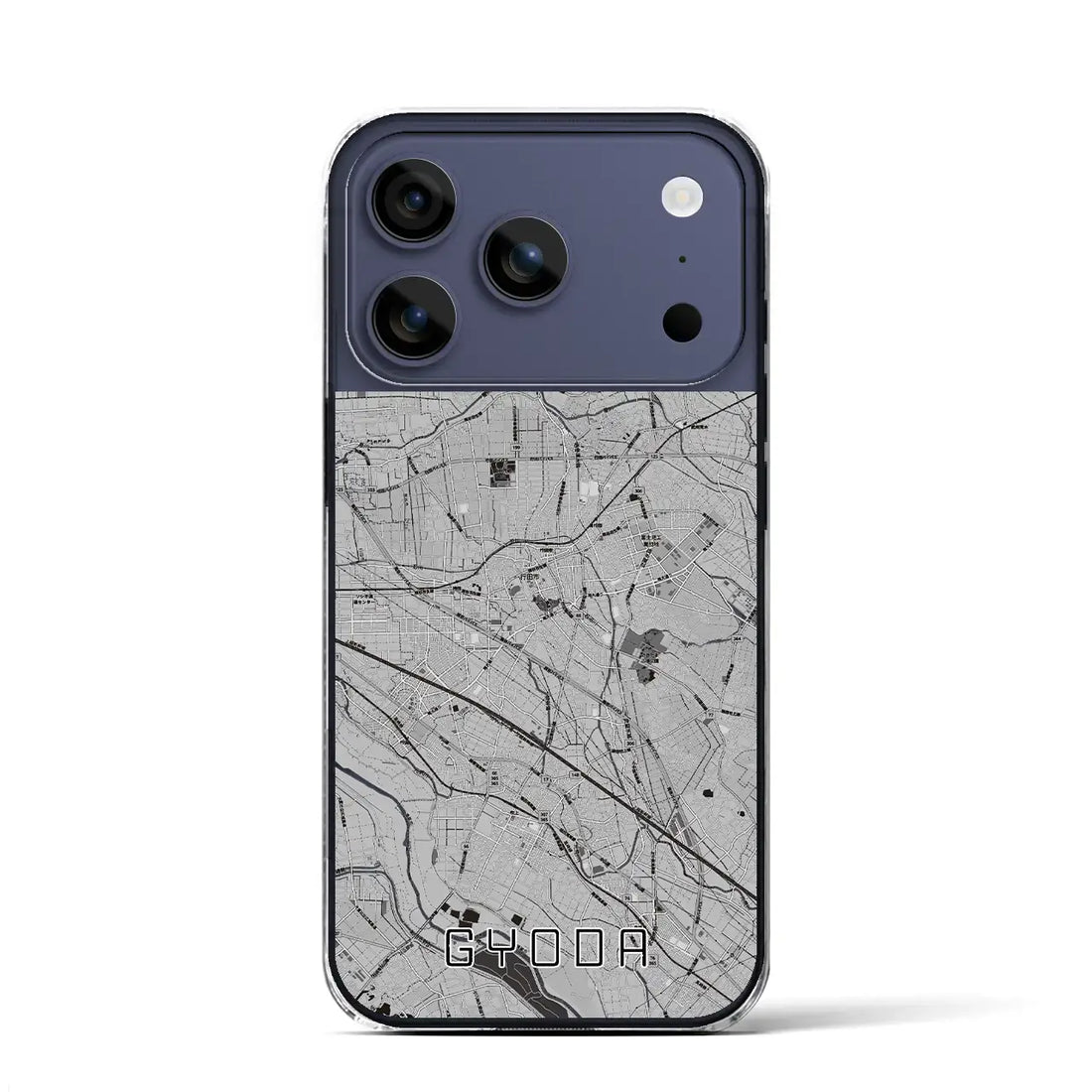 【行田（埼玉県）】地図柄iPhoneケース（クリアタイプ）モノトーン・iPhone 17 Pro Max 用