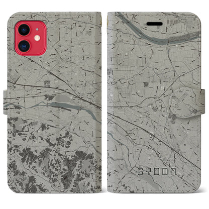 【行田（埼玉県）】地図柄iPhoneケース（手帳タイプ）モノトーン・iPhone 11 用