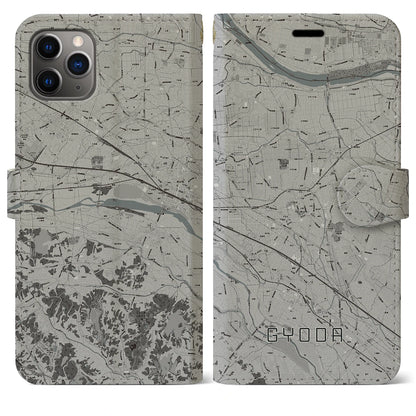 【行田（埼玉県）】地図柄iPhoneケース（手帳タイプ）モノトーン・iPhone 11 Pro Max 用