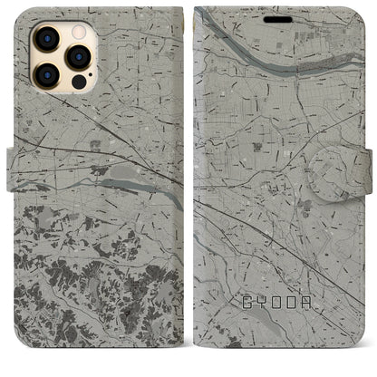 【行田（埼玉県）】地図柄iPhoneケース（手帳タイプ）モノトーン・iPhone 12 Pro Max 用