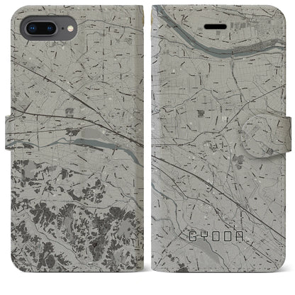 【行田（埼玉県）】地図柄iPhoneケース（手帳タイプ）モノトーン・iPhone 8Plus /7Plus / 6sPlus / 6Plus 用