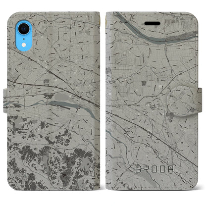 【行田（埼玉県）】地図柄iPhoneケース（手帳タイプ）モノトーン・iPhone XR 用