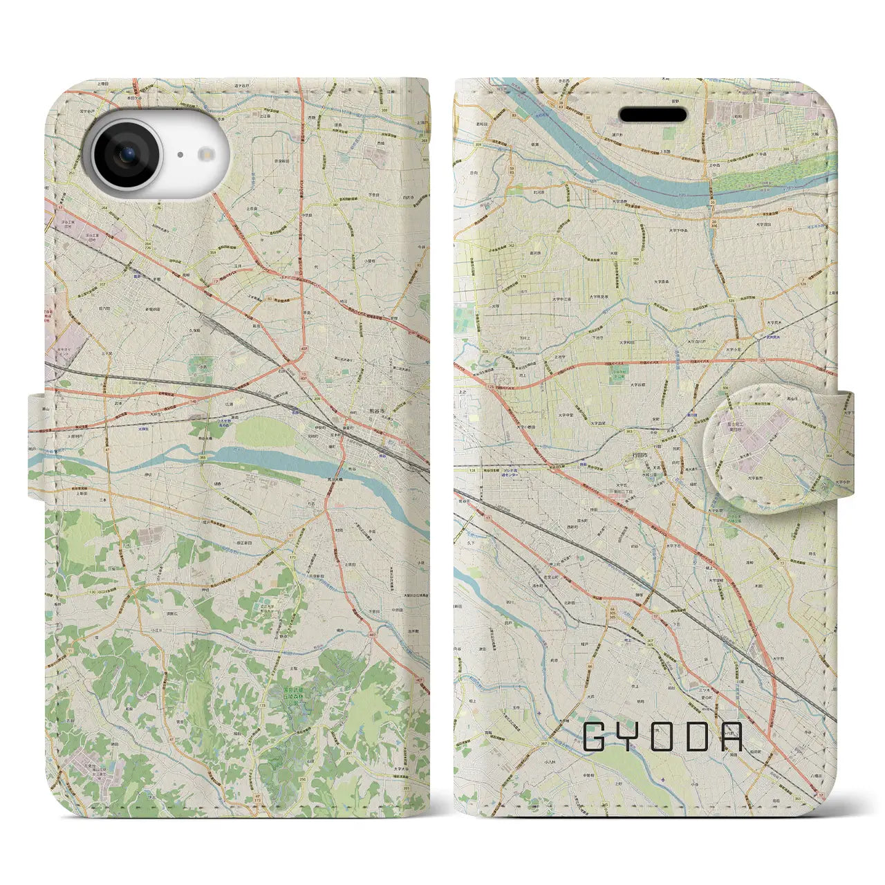 【行田（埼玉県）】地図柄iPhoneケース（手帳タイプ）