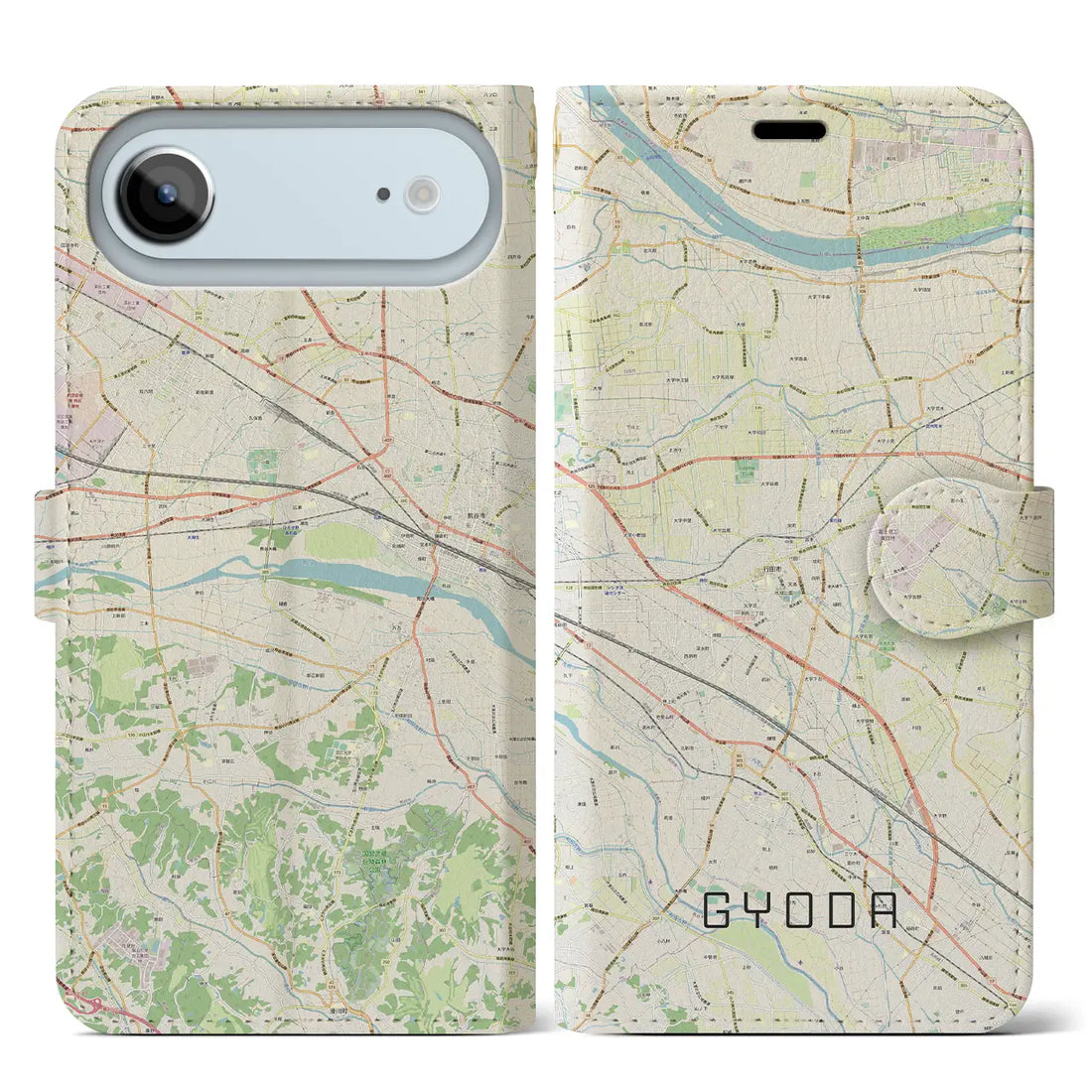 【行田(埼玉県)】地図柄iPhoneケース(手帳タイプ)モノトーン・iPhone 17 Pro Max 用