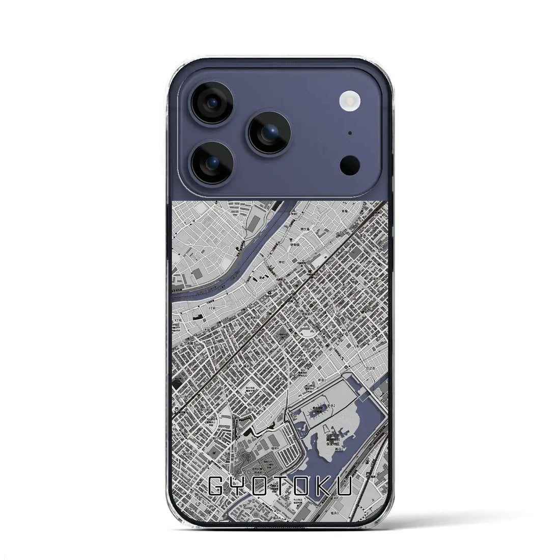 【行徳（千葉県）】地図柄iPhoneケース（クリアタイプ）モノトーン・iPhone 17 Pro Max 用