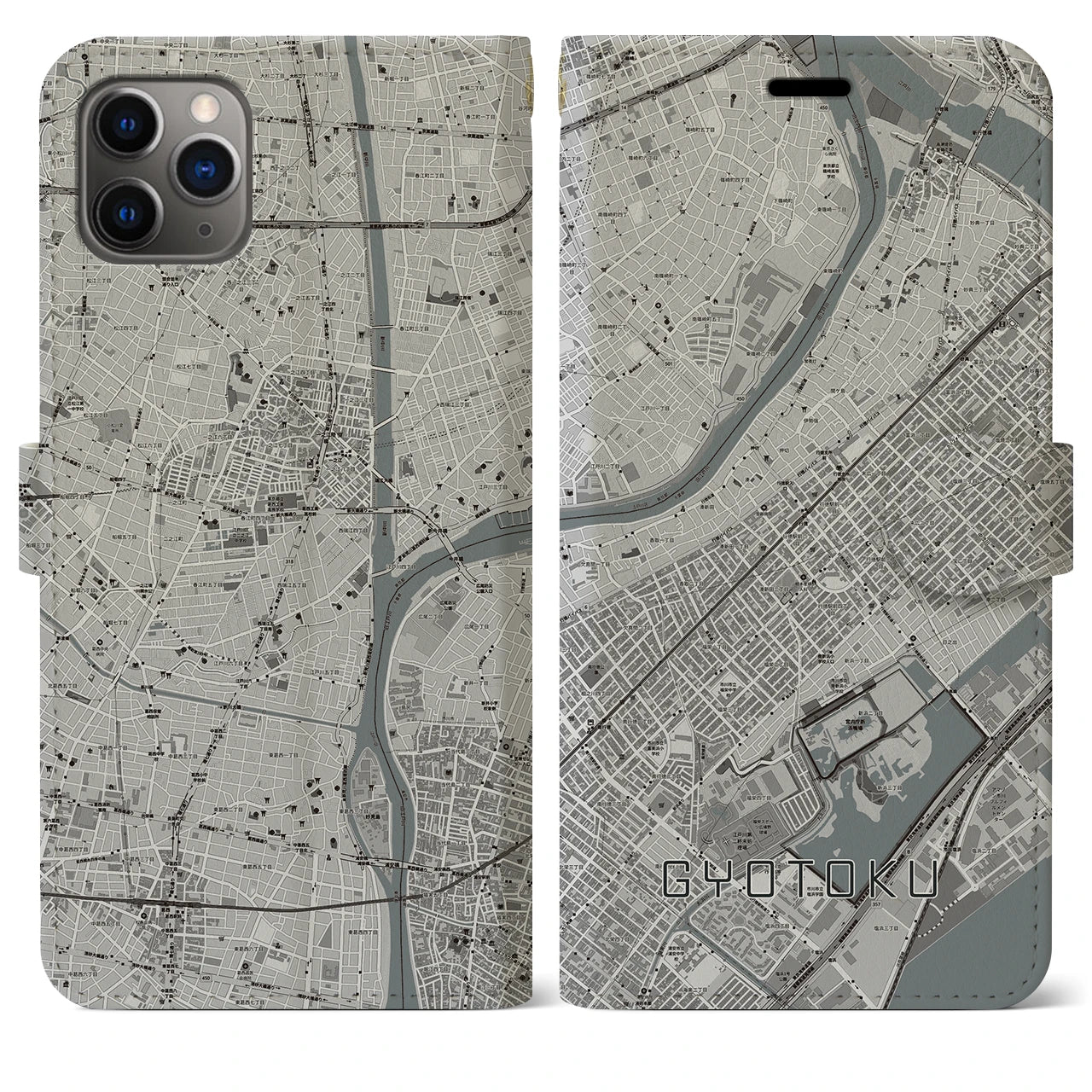 【行徳（千葉県）】地図柄iPhoneケース（手帳タイプ）