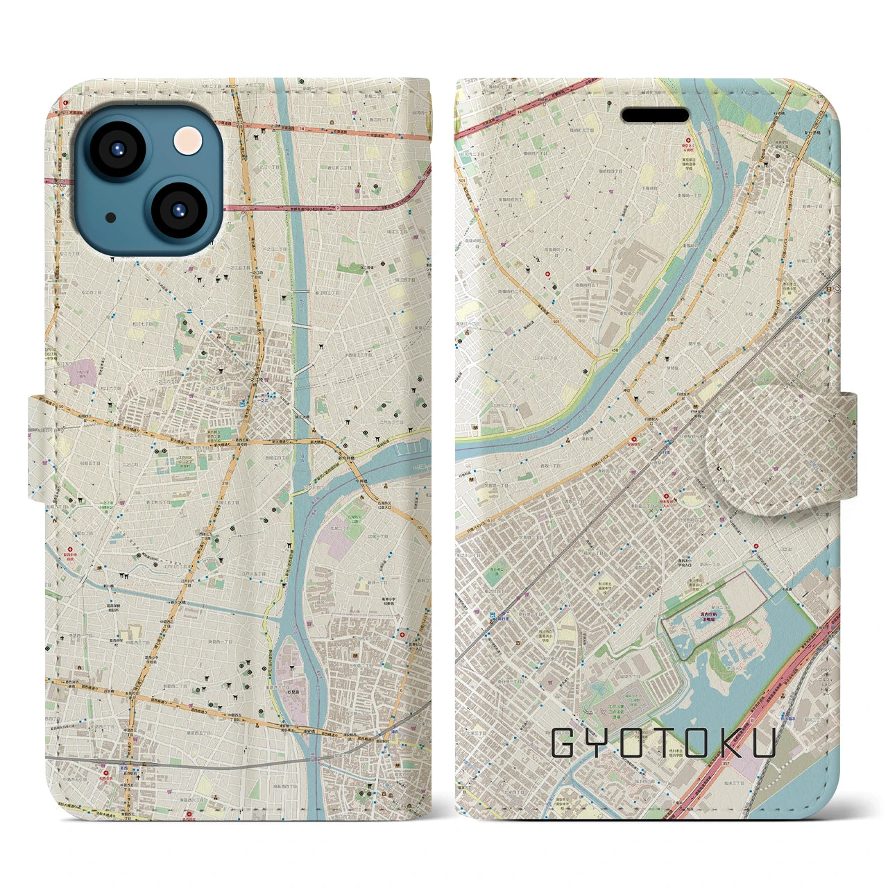 【行徳（千葉県）】地図柄iPhoneケース（手帳タイプ）