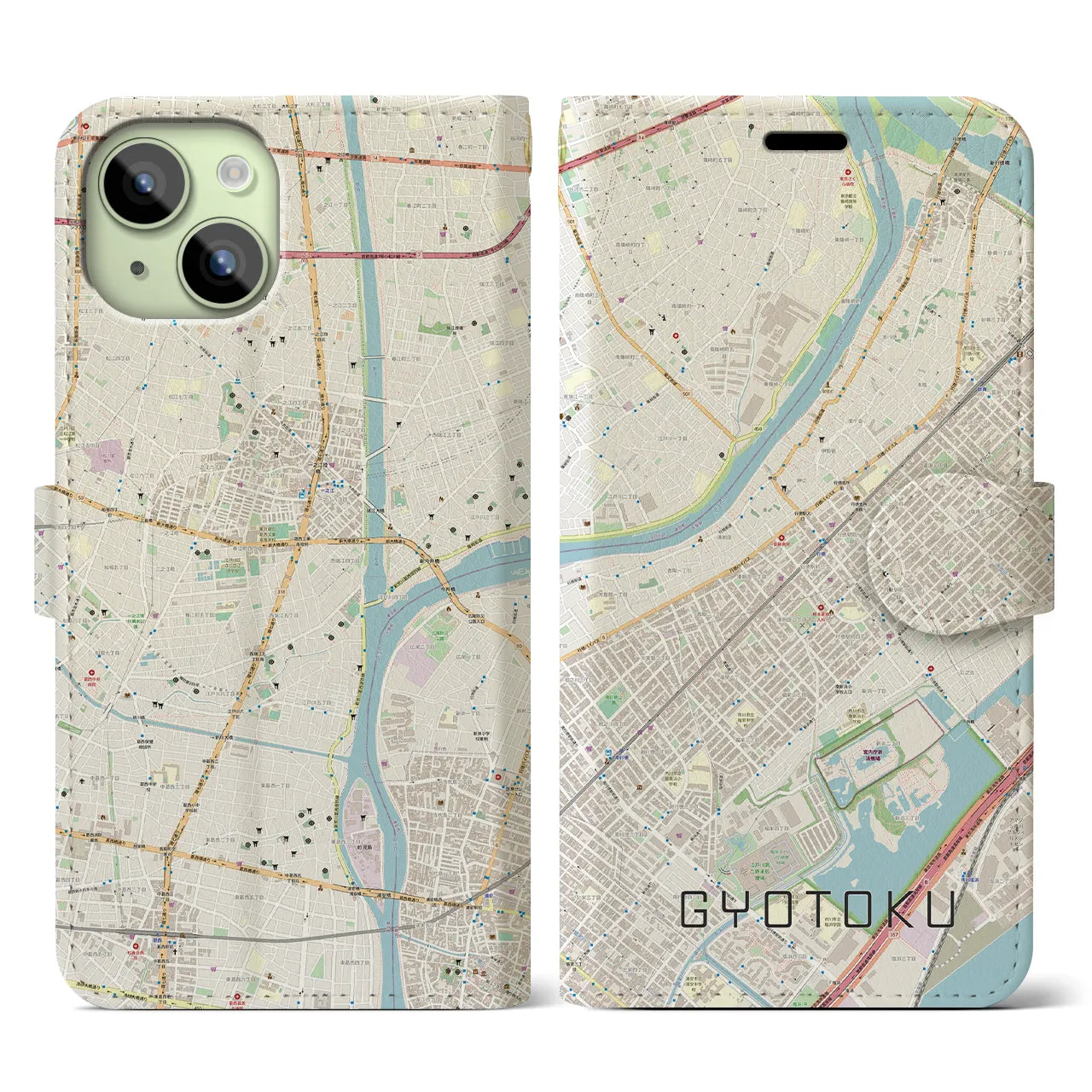 【行徳（千葉県）】地図柄iPhoneケース（手帳タイプ）