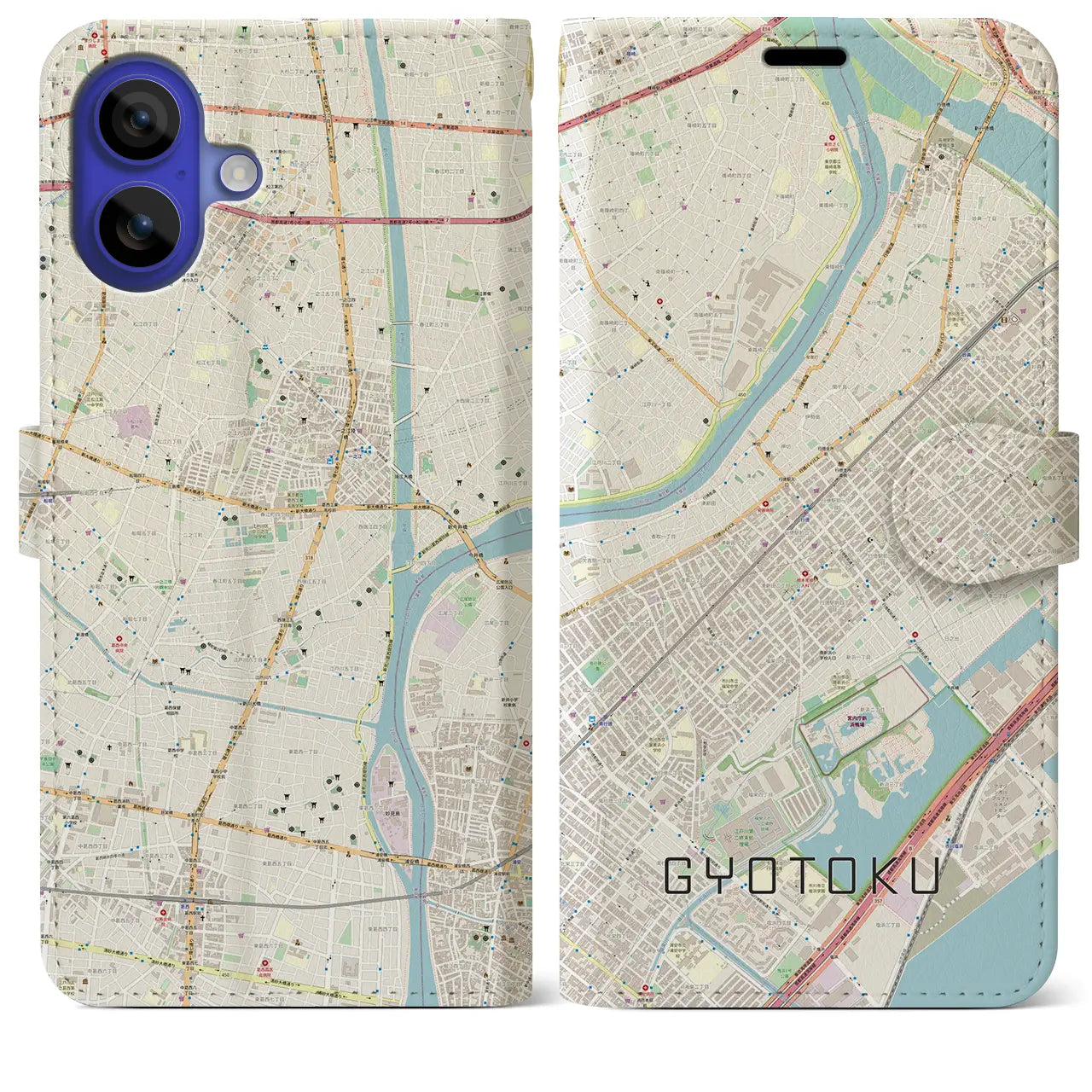 【行徳（千葉県）】地図柄iPhoneケース（手帳タイプ）