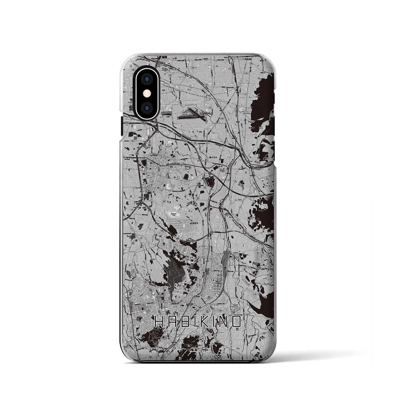 【羽曳野（大阪府）】地図柄iPhoneケース（クリアタイプ）モノトーン・iPhone XS / X 用