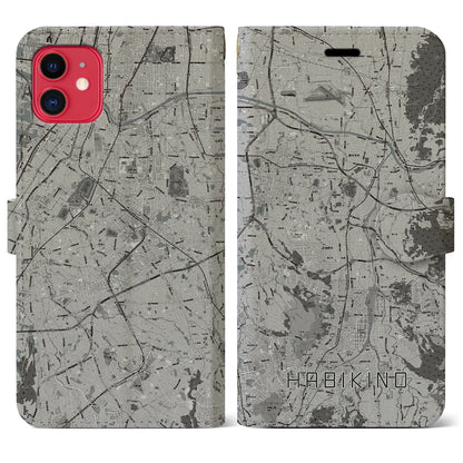 【羽曳野（大阪府）】地図柄iPhoneケース（手帳タイプ）モノトーン・iPhone 11 用