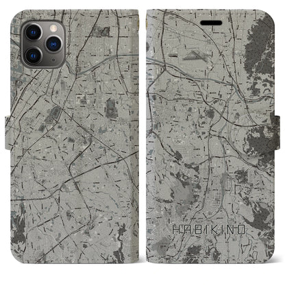 【羽曳野（大阪府）】地図柄iPhoneケース（手帳タイプ）モノトーン・iPhone 11 Pro Max 用