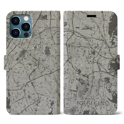 【羽曳野（大阪府）】地図柄iPhoneケース（手帳タイプ）モノトーン・iPhone 12 / 12 Pro 用