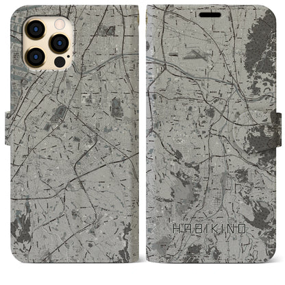 【羽曳野（大阪府）】地図柄iPhoneケース（手帳タイプ）モノトーン・iPhone 12 Pro Max 用