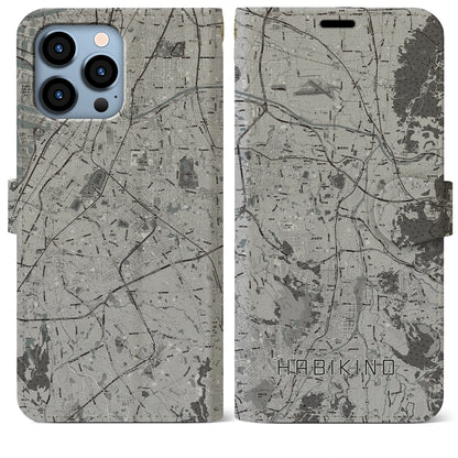 【羽曳野（大阪府）】地図柄iPhoneケース（手帳タイプ）モノトーン・iPhone 13 Pro Max 用