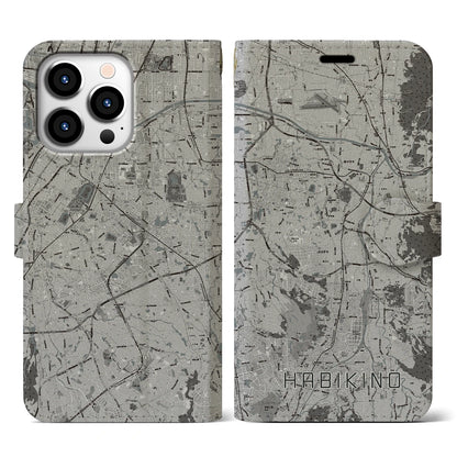 【羽曳野（大阪府）】地図柄iPhoneケース（手帳タイプ）モノトーン・iPhone 13 Pro 用