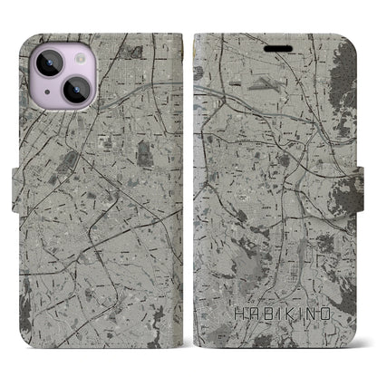 【羽曳野（大阪府）】地図柄iPhoneケース（手帳タイプ）モノトーン・iPhone 14 用