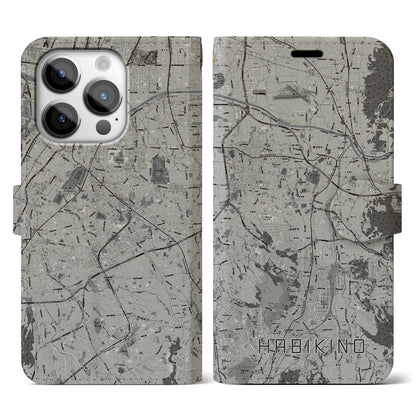 【羽曳野（大阪府）】地図柄iPhoneケース（手帳タイプ）モノトーン・iPhone 14 Pro 用