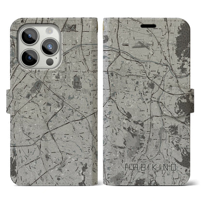 【羽曳野（大阪府）】地図柄iPhoneケース（手帳タイプ）モノトーン・iPhone 15 Pro 用