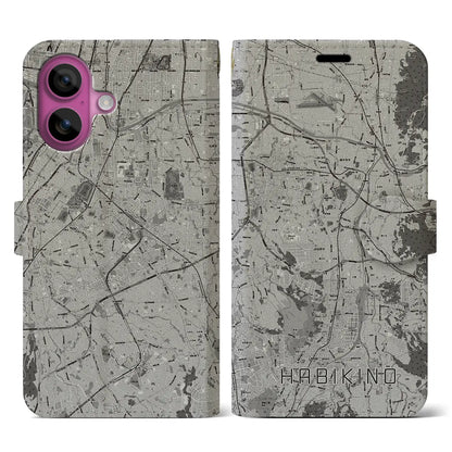 【羽曳野（大阪府）】地図柄iPhoneケース（手帳タイプ）モノトーン・iPhone 16 Pro 用