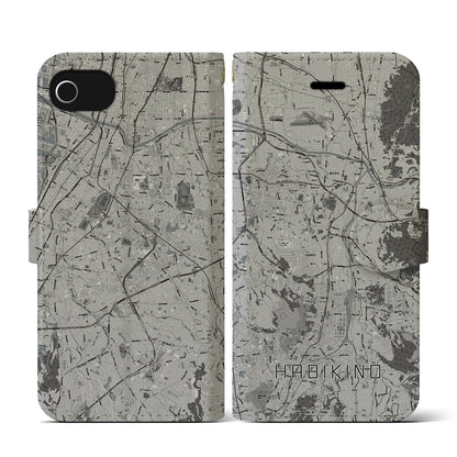 【羽曳野（大阪府）】地図柄iPhoneケース（手帳タイプ）モノトーン・iPhone SE（第3 / 第2世代） / 8 / 7 / 6s / 6 用