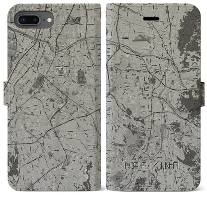 【羽曳野（大阪府）】地図柄iPhoneケース（手帳タイプ）モノトーン・iPhone 8Plus /7Plus / 6sPlus / 6Plus 用