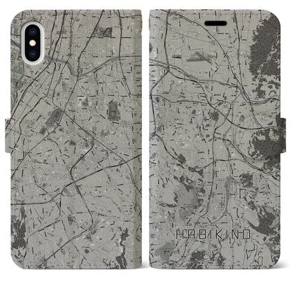 【羽曳野（大阪府）】地図柄iPhoneケース（手帳タイプ）モノトーン・iPhone XS Max 用