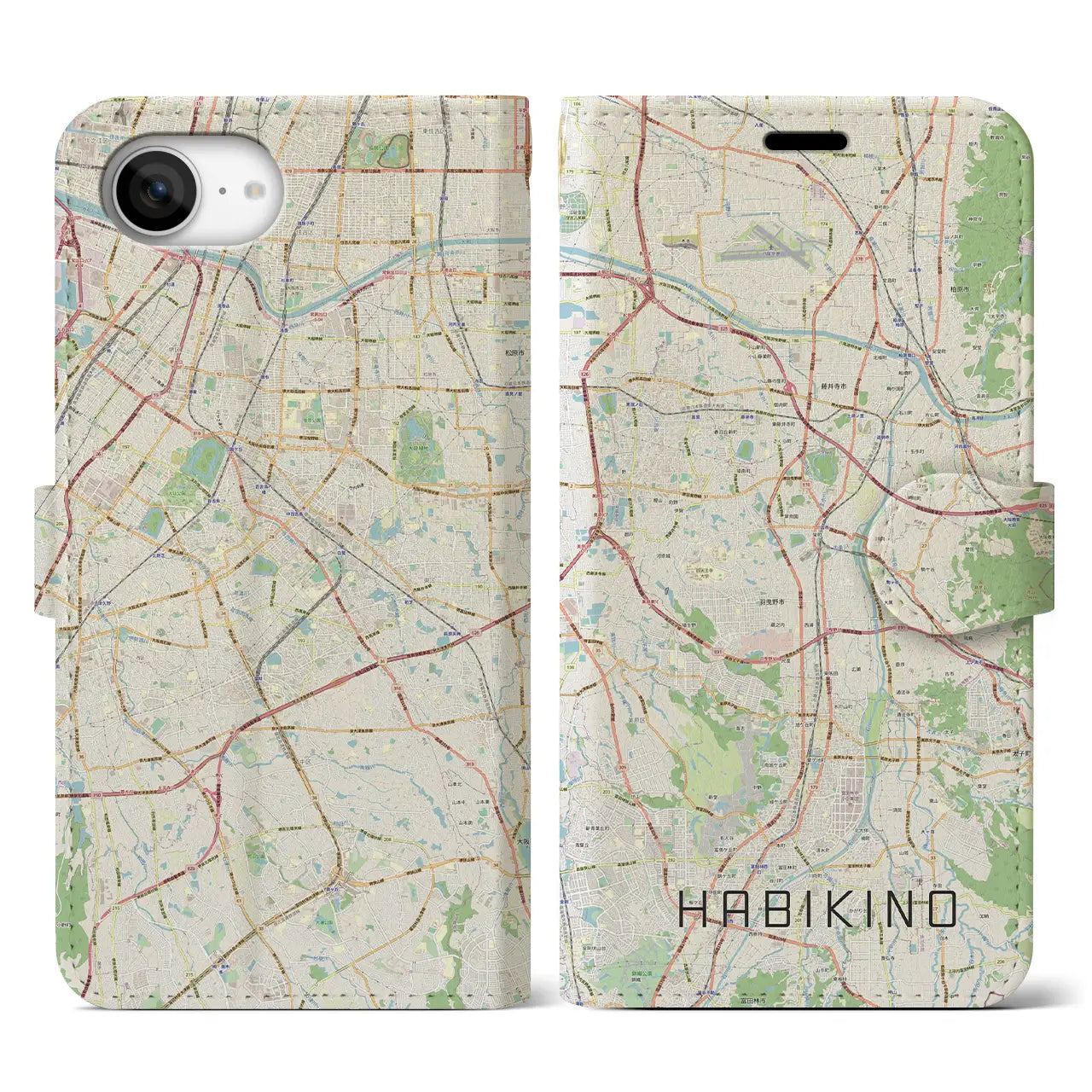 【羽曳野（大阪府）】地図柄iPhoneケース（手帳タイプ）