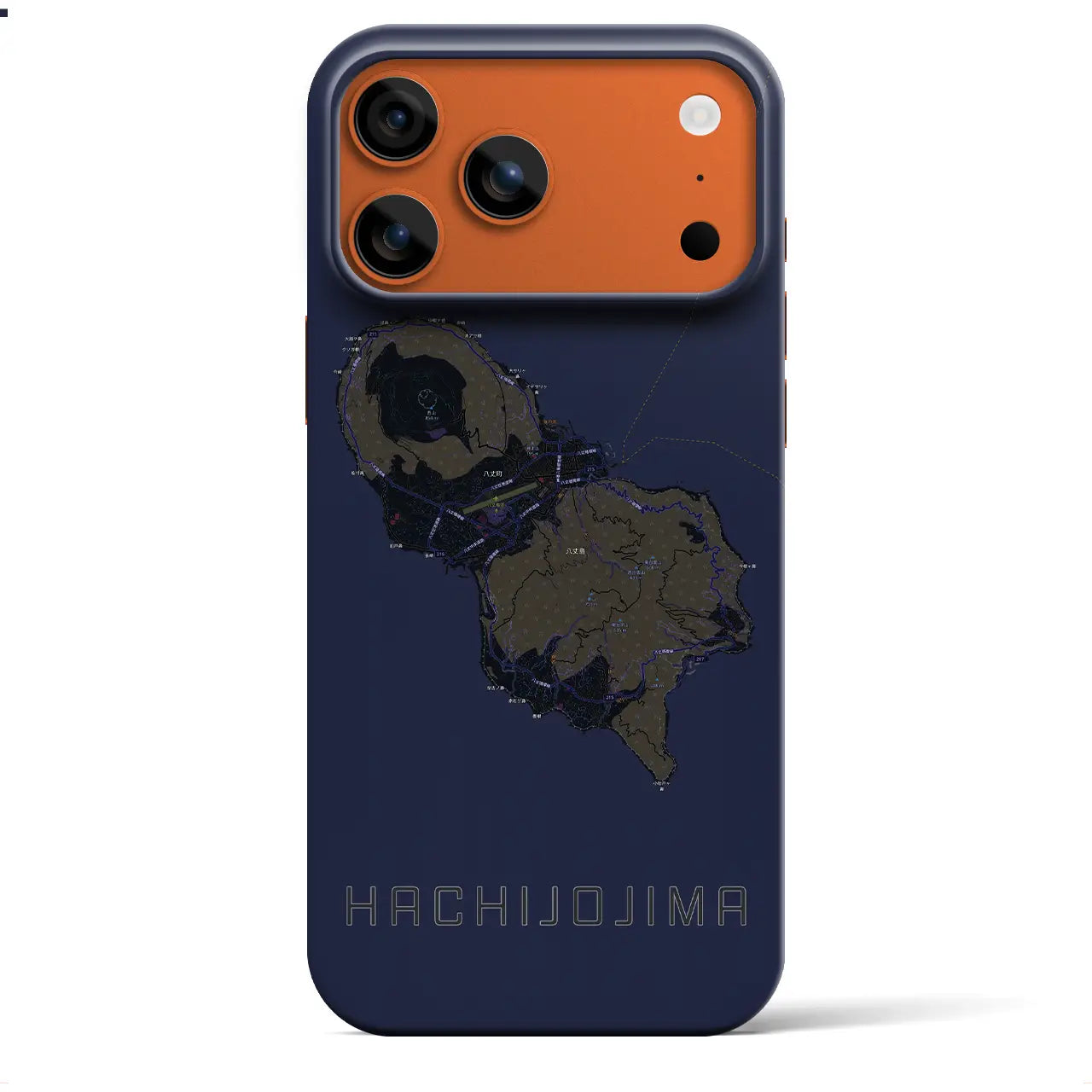 【八丈島（東京都）】地図柄iPhoneケース（バックカバータイプ）