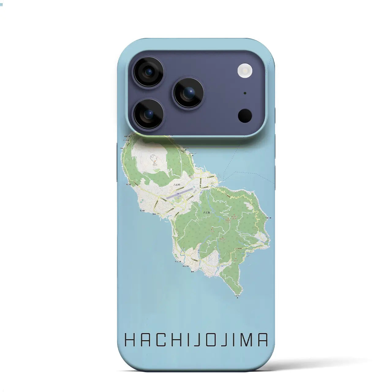 【八丈島（東京都）】地図柄iPhoneケース（バックカバータイプ）ブラック・iPhone 17 Pro Max 用