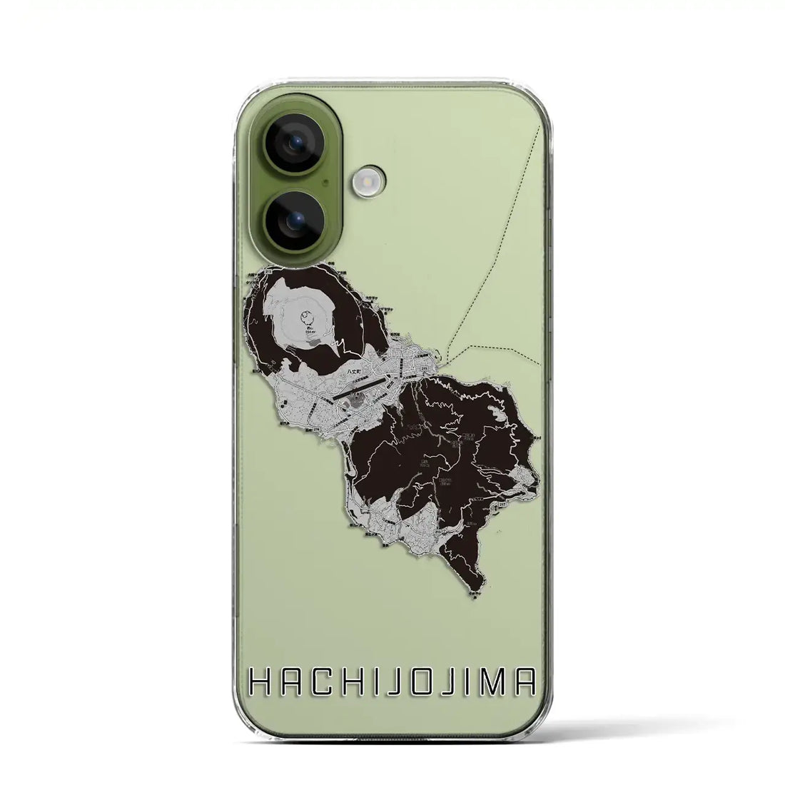 【八丈島(東京都)】地図柄iPhoneケース(クリアタイプ)モノトーン・iPhone 17 Pro Max 用
