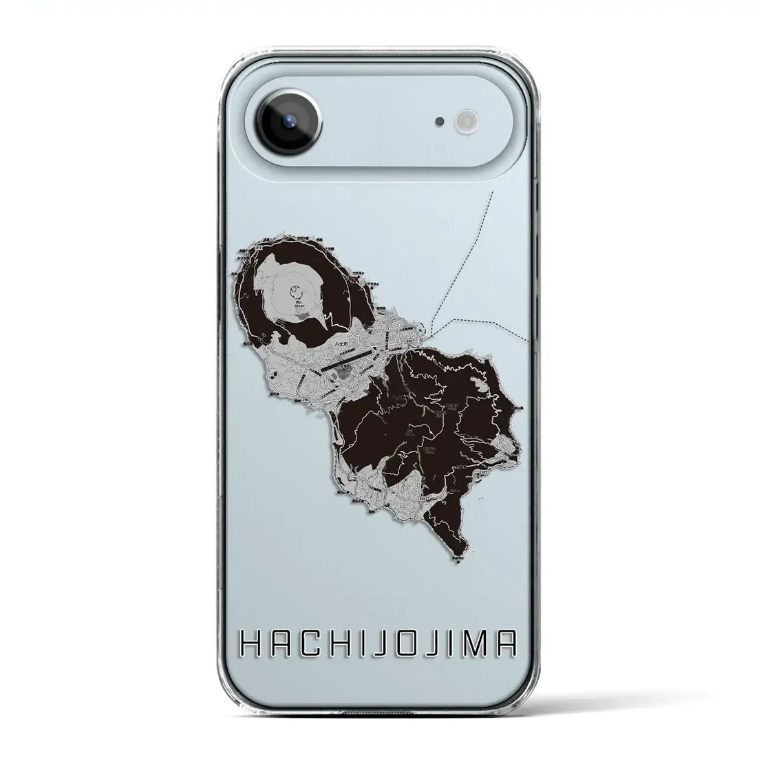 【八丈島(東京都)】地図柄iPhoneケース(クリアタイプ)モノトーン・iPhone 17 Pro Max 用