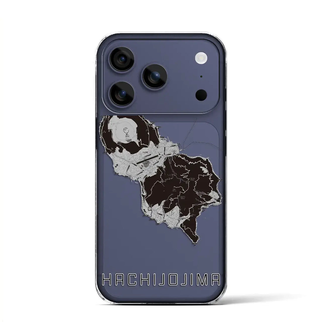 【八丈島（東京都）】地図柄iPhoneケース（クリアタイプ）モノトーン・iPhone 17 Pro Max 用