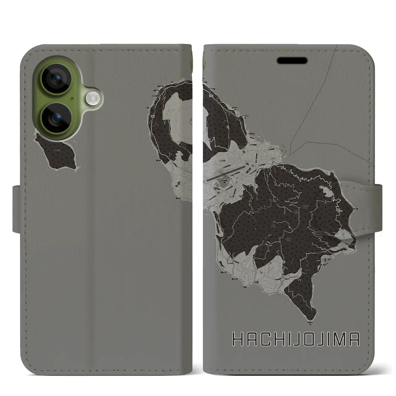 【八丈島（東京都）】地図柄iPhoneケース（手帳タイプ）