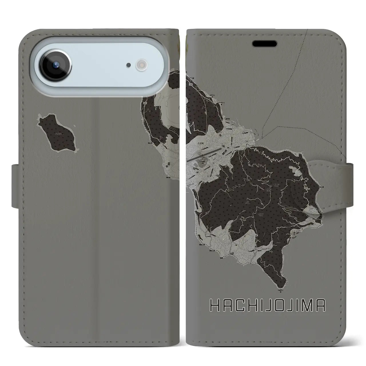 【八丈島（東京都）】地図柄iPhoneケース（手帳タイプ）