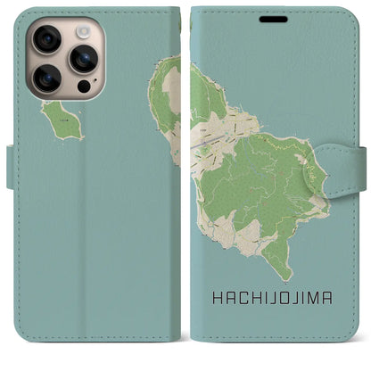 【八丈島（東京都）】地図柄iPhoneケース（手帳タイプ）ナチュラル・iPhone 16 Plus 用