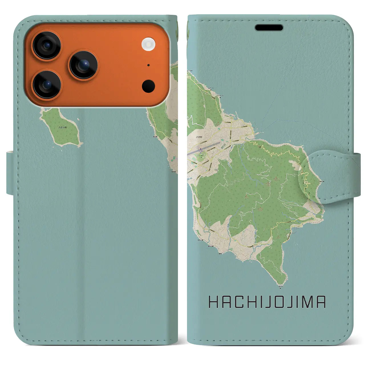 【八丈島（東京都）】地図柄iPhoneケース（手帳タイプ）