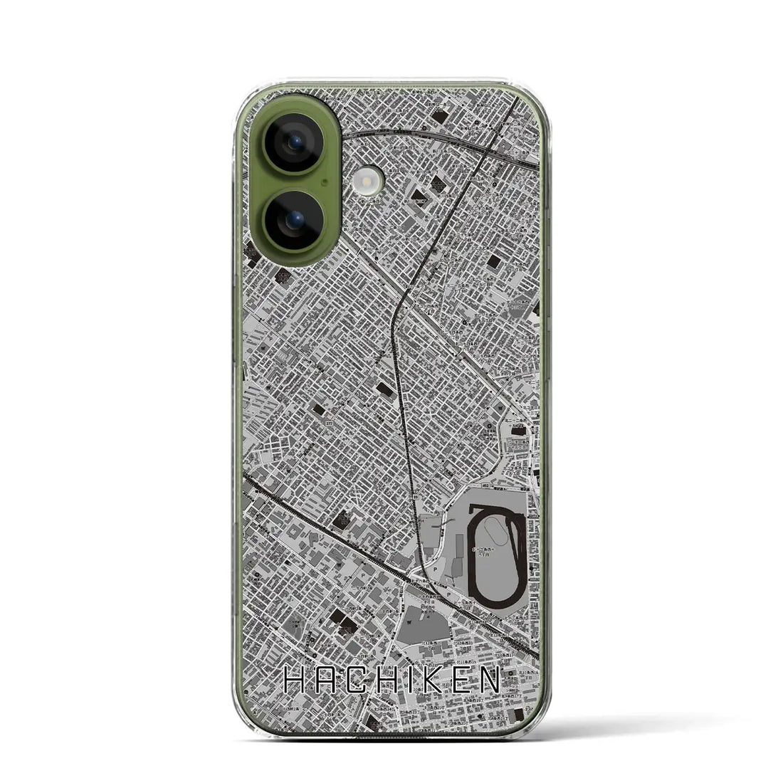 【八軒（北海道）】地図柄iPhoneケース（クリアタイプ）モノトーン・iPhone 17 Pro Max 用